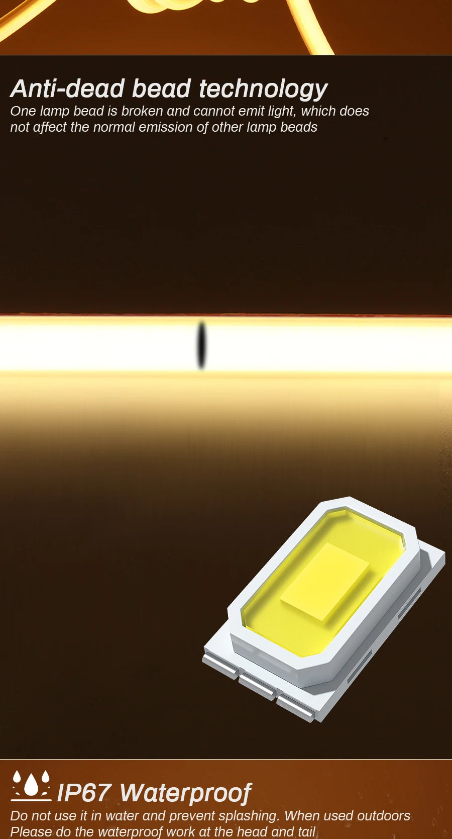 1M-50M 220V COB LED Strip Light 220V Dimmable High Bright LED Strip Waterproof Tape LED For Garden Kitchen Outdoor Strip Light