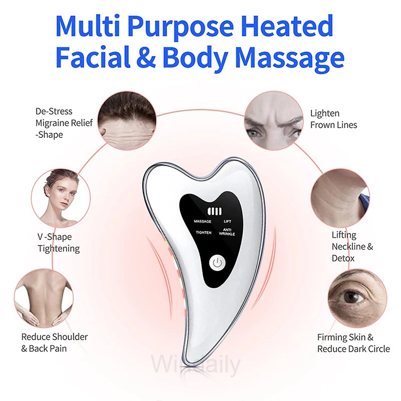 Electric Gua Sha Facial Massager Microcurrent Anti-Aging Face Lifter Skin Tightening Device Portable Face Sculpting Beauty Tool