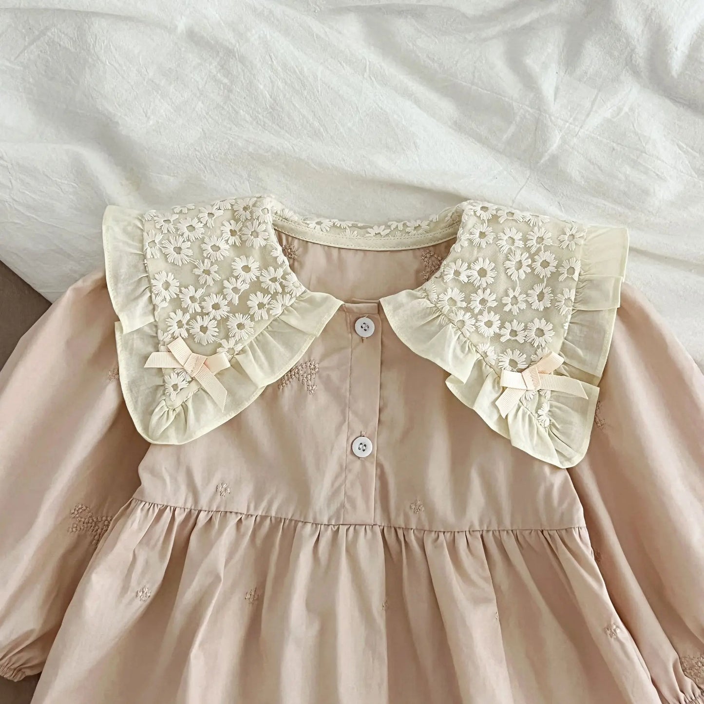 1-6Y Baby Girl Clothing Lace Autumn Casual Dresses Children Fashion Embroidery Sweet Princess Dress Long Sleeve Kids Party Dress
