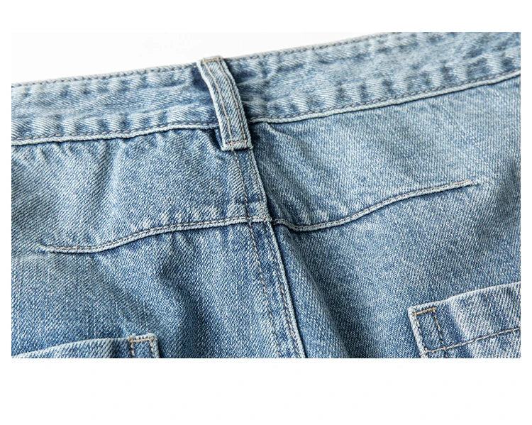 Spring Autumn Japanese Streetwear Retro Casual Denim Cargo Pants Men Clothing Loose Straight Harem Trousers Harajuku Jeans