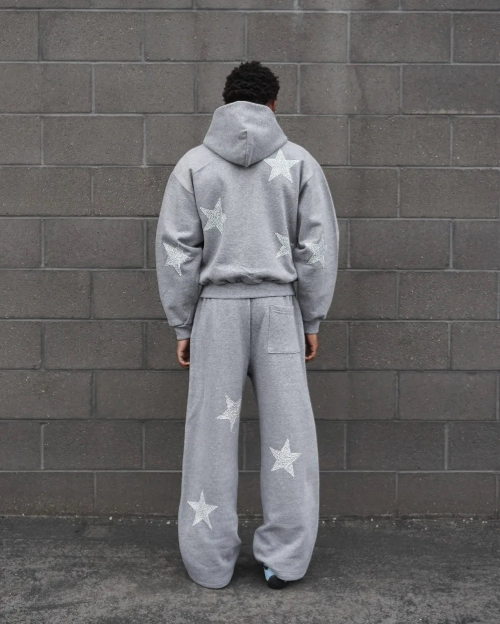 Y2k Harajuku Grey Loose Pants Zipper Hoodies Sweatshirt Tracksuit Men Casual Versatile Sweatpants Two Piece Set Men Clothes