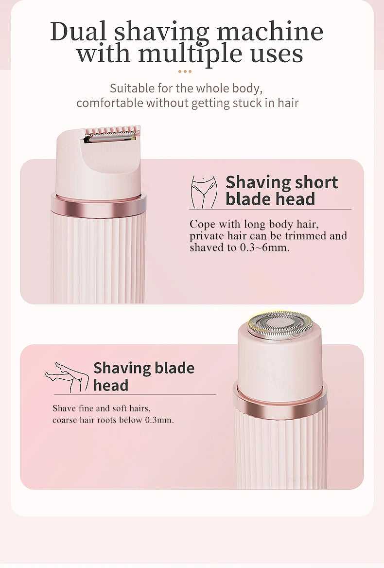 Hair Clipper Women Face Bikini Facial Body Epilator Female Leg Underarm Razors Electric Shaver Rechargeable Double Head Trimmer