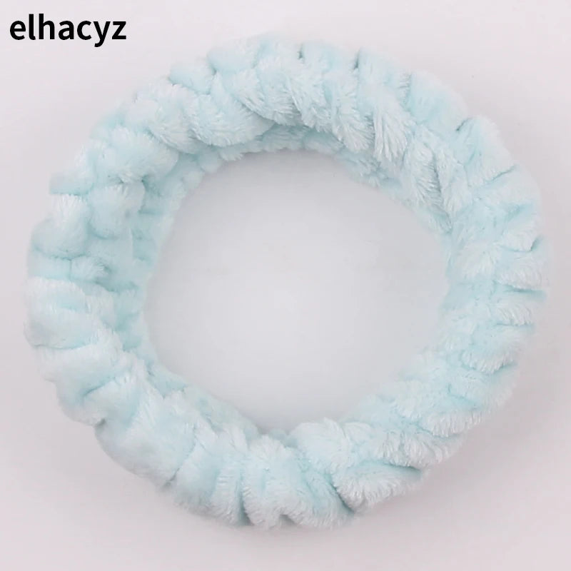 Chic Solid Coral Fleece Soft Elastic Spa Facial Hairband Girls Wash Face Head Wear Makeup Headband 2023 Women Hair Accessories