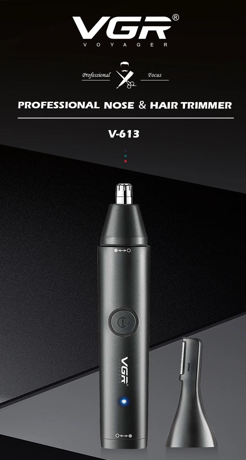 VGR Washable Nose Hair Trimmer Beard Facial Hair Trimer Eyebrow Electric Brow Nose Trimmer 2 In 1 Rechargeable V-613