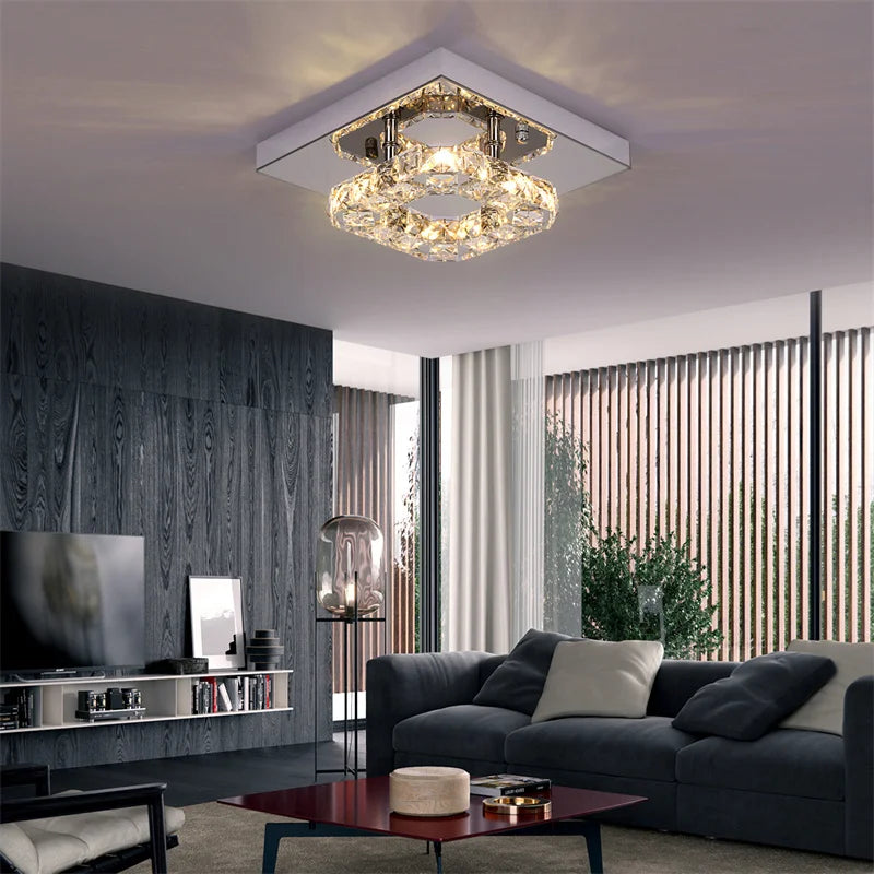 Modern K9 Crystal Chandelier Led For Dining Room Stainless Steel Ceiling Lamp Light Fixture Kitchen Lustres Luminaire Pendant