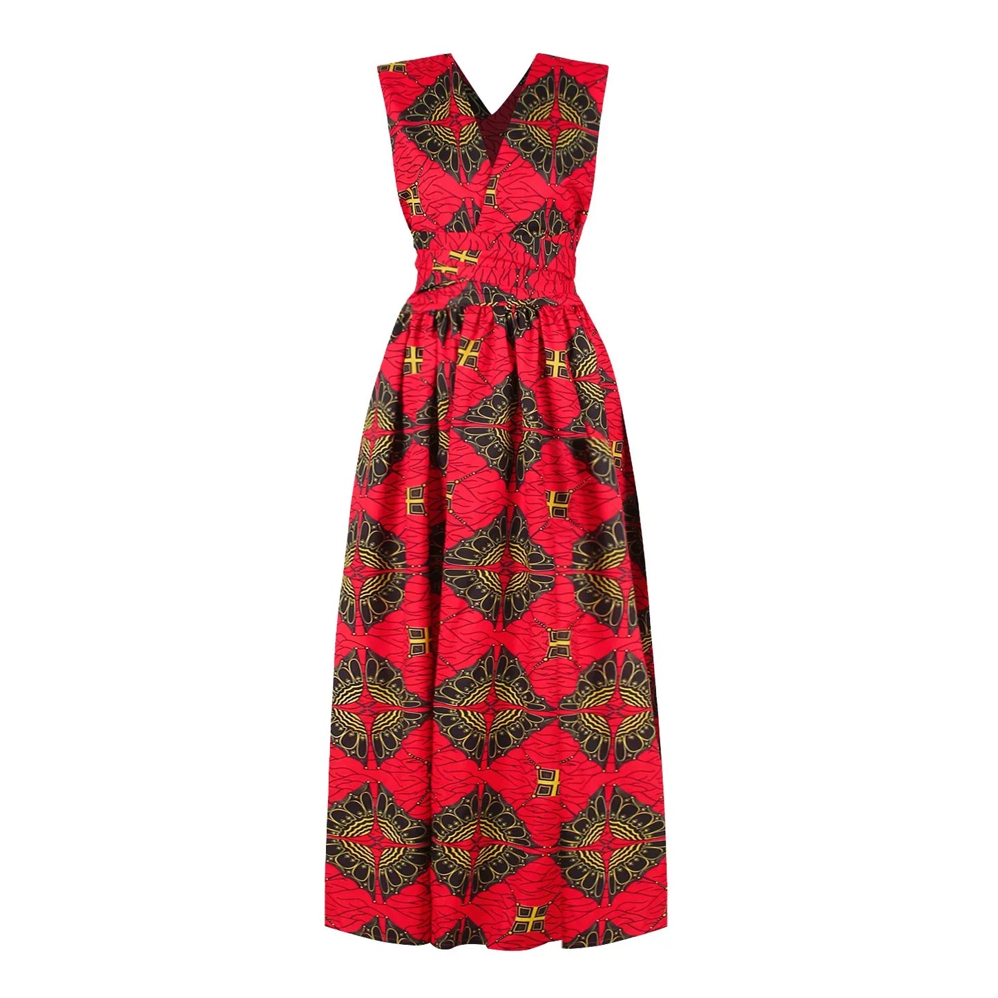 Sexy Sleeveless Dress Women Fashion Off Back African National Print Lady Party Dresses Vintage Casual Long Dress Africa Clothing