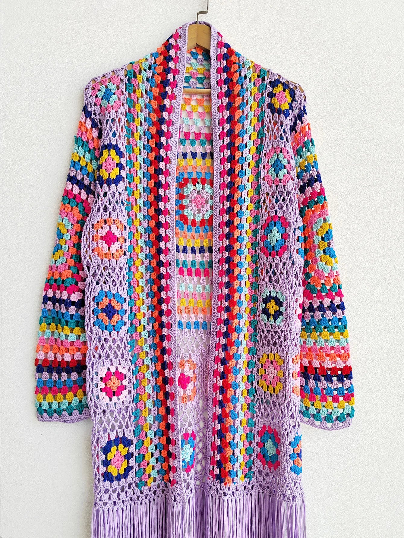 Crochet Knitted Women Cardigan Cover Ups Tassel Plaid Long Coat Bohemian 2023 Summer Beach Bikini Covers Sexy Hook Vestidos