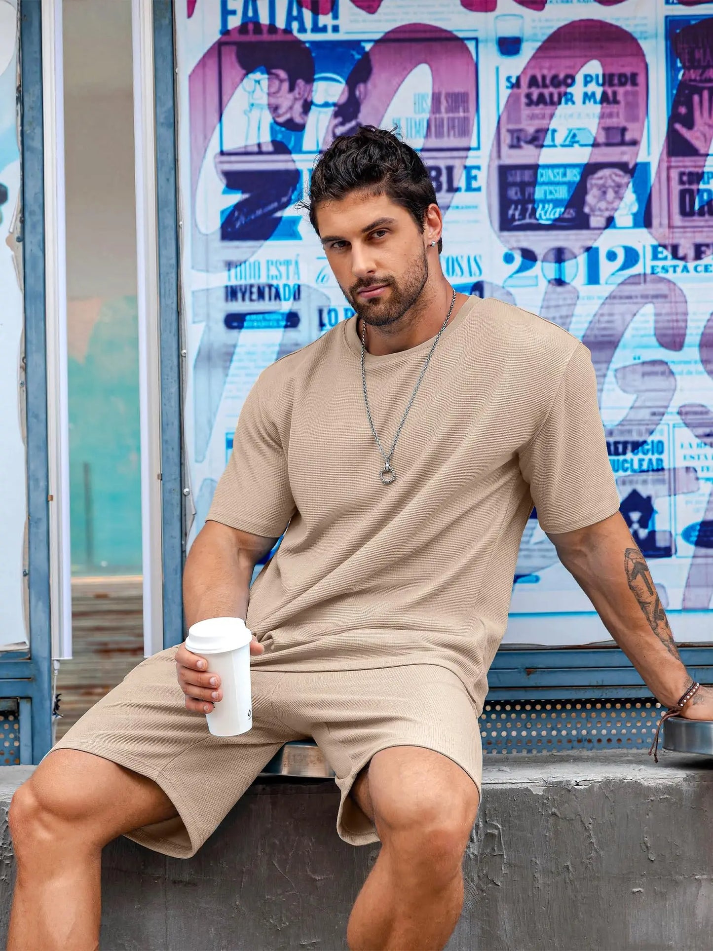 2024 Fun Bear Harajuku T-Shirt Men's Summer Loose Daily Couple Suit Outdoor Street Short Sleeve Shorts Two Piece Men Summer Suit