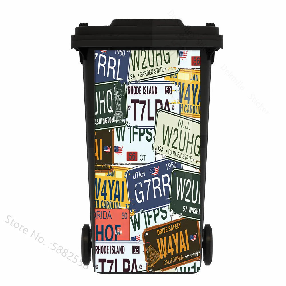 Custom Size Self-adhesive PVC Trash Can Sticker Waterproof Wallpaper Garbage Bin Renovation Cover Decal Mural For Kitchen Decor
