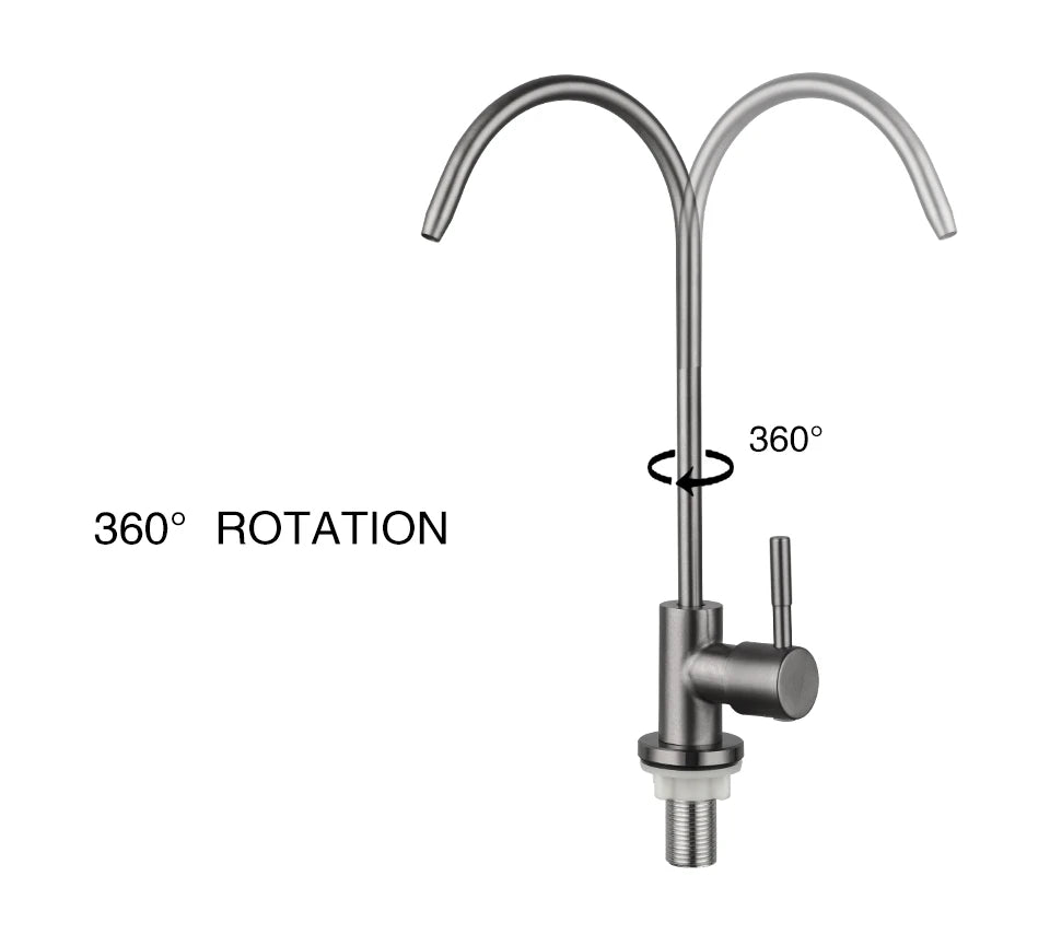 ULA 1/4"Kitchen Filtered Faucet Stainless Steel Direct Purifier Direct Drinking Tap Single Cold Water Sink Faucet Black/Brushed