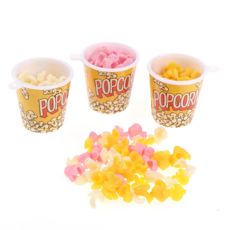 1/12 Scale Miniature Dollhouse Food Mini Popcorn Bucket for Doll House Kitchen Snack Shop Decor Kids Toys