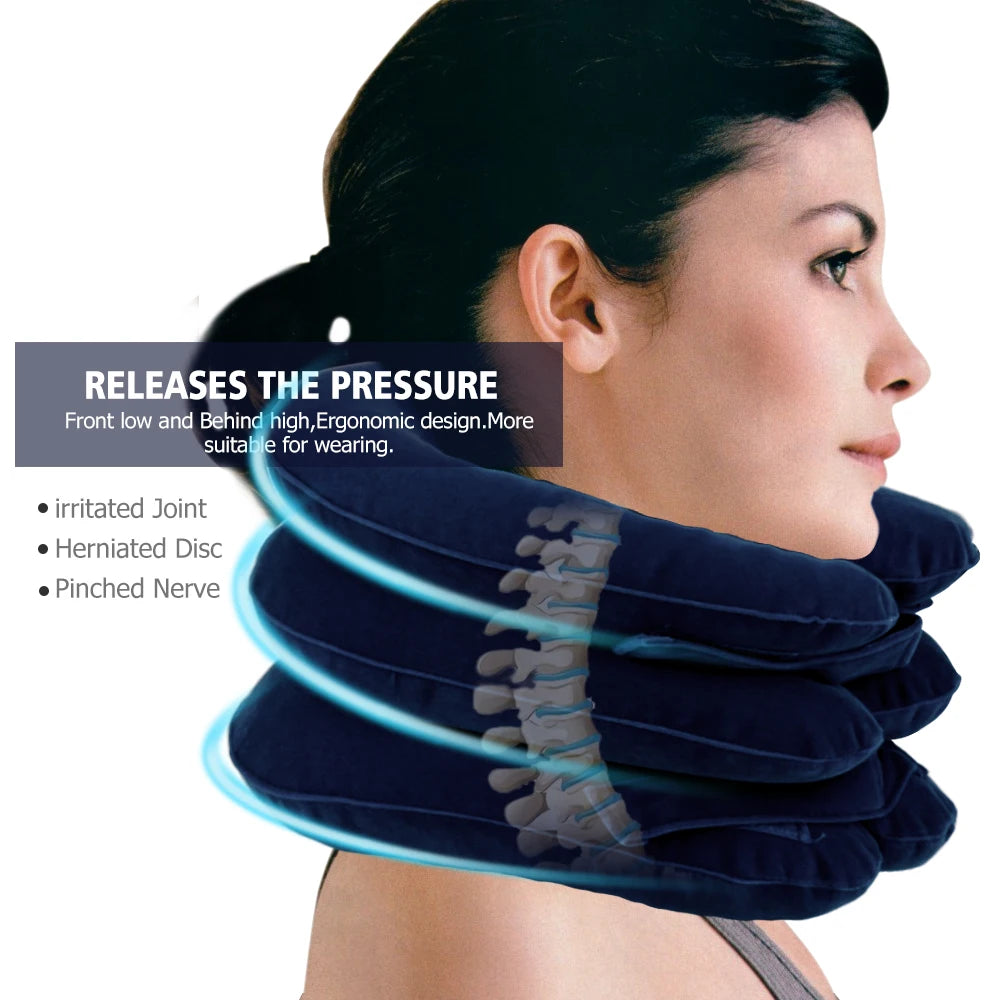 Dropshipping Inflatable Cervical Retractor Neck Massager Air Cervical Traction Neck Stretching Brace Soft Neck Cervical