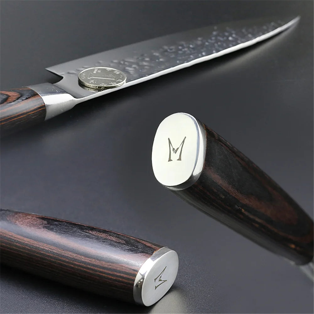 Kitchen Knives Japanese Chef Knife Set 7CR17 High Carbon Steel Full Tang Hammered Non-Stick Santoku Knifes Utility Meat Cleaver