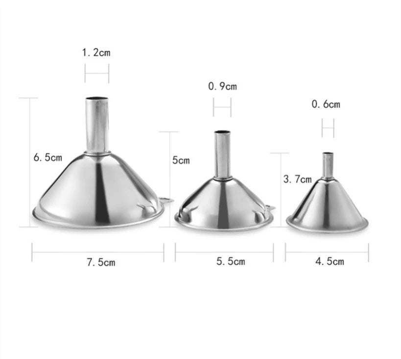 Stainless Steel Funnel Three-piece Set Mini Funnel Oil Spill Wine Spill Tool Liquid Dispenser Kitchen Funnel Set Entonnoir