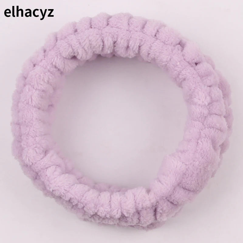 Chic Solid Coral Fleece Soft Elastic Spa Facial Hairband Girls Wash Face Head Wear Makeup Headband 2023 Women Hair Accessories