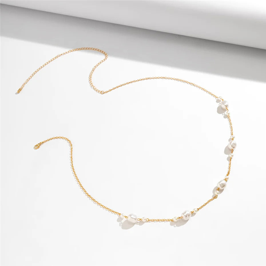 Ingemark Sexy Imitation Pearl Waist Belly Belt Chain for Women Summer Beach Bikini Boho Vacation Body Jewelry Y2K Accessories