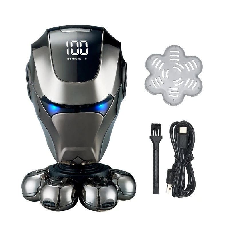 5-IN-1 Men Electric Shaver Rechargeable Bald Head 7D Floating Blade Head Beard Nose Ear Hair Trimmer Razor Clipper Facial Brush