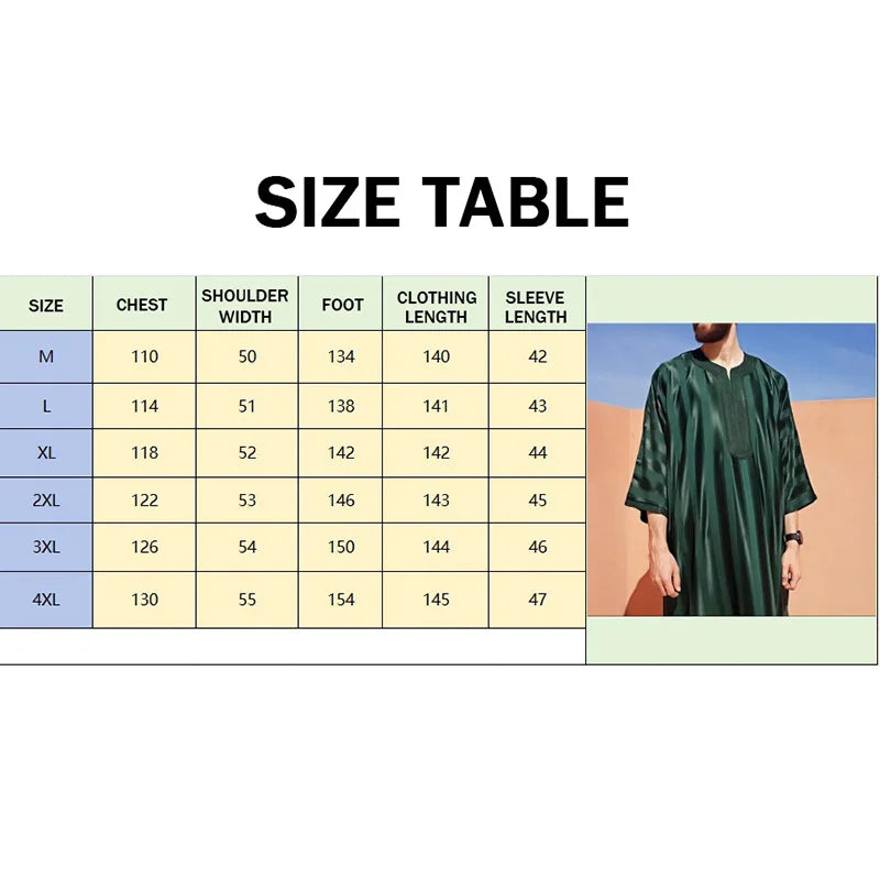 2024 Dark Green Color Loose Lce Feeling Arab Robe Loose Casual Muslim Men's Robe Middle Eastern Casual Embroidered Robe