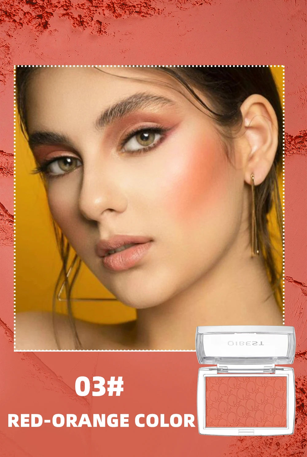 QIBEST Natural Cream Blush Palette Makeup Long-Lasting High Pigment Face Blusher Powder Facial Cheek Tint Rouge Women Cosmetics