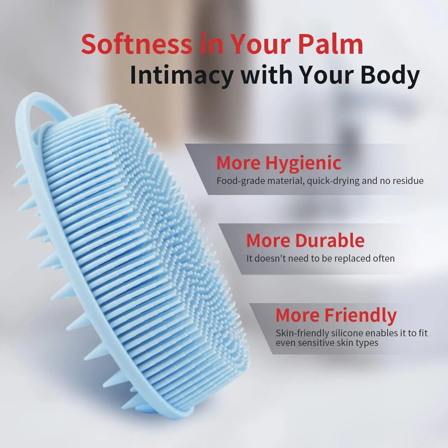 2 in 1 Soft Silicone Body Brush Wash Bath Shower Exfoliating Skin Fit For Baby Bath Shampoo Facial Massage Brush