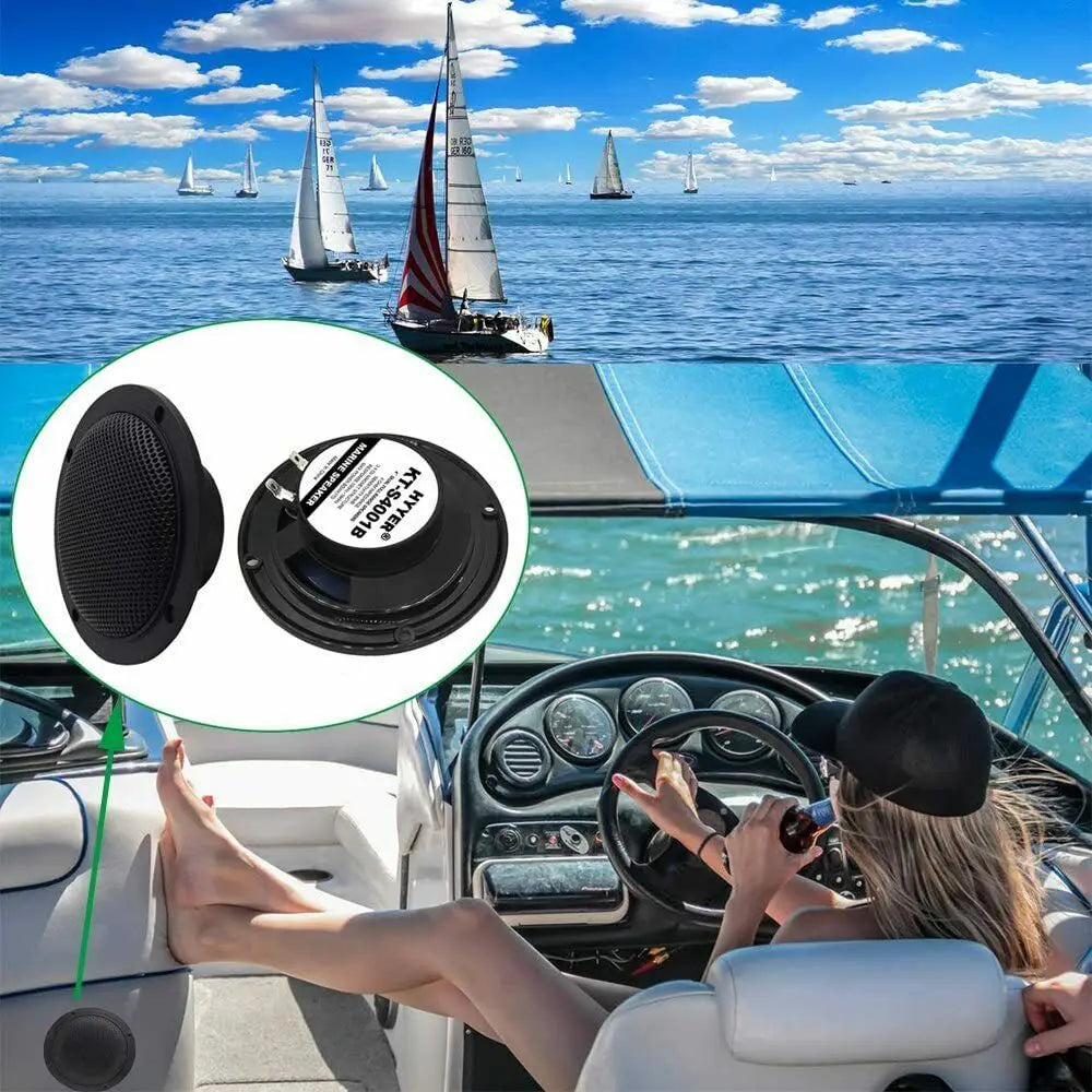 Herdio 4'' Waterproof Marine Bluetooth Ceiling Speakers For Bathroom Kitchen Home Outdoor Camper Golf Cart Boat With Flush Mount