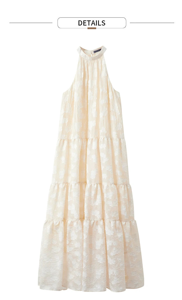Amii Minimalism 2024 Summer New Loose Long Dress Sleeveless Large A-line Chiffon Jacquard Elegant Dresses for Women 12452064