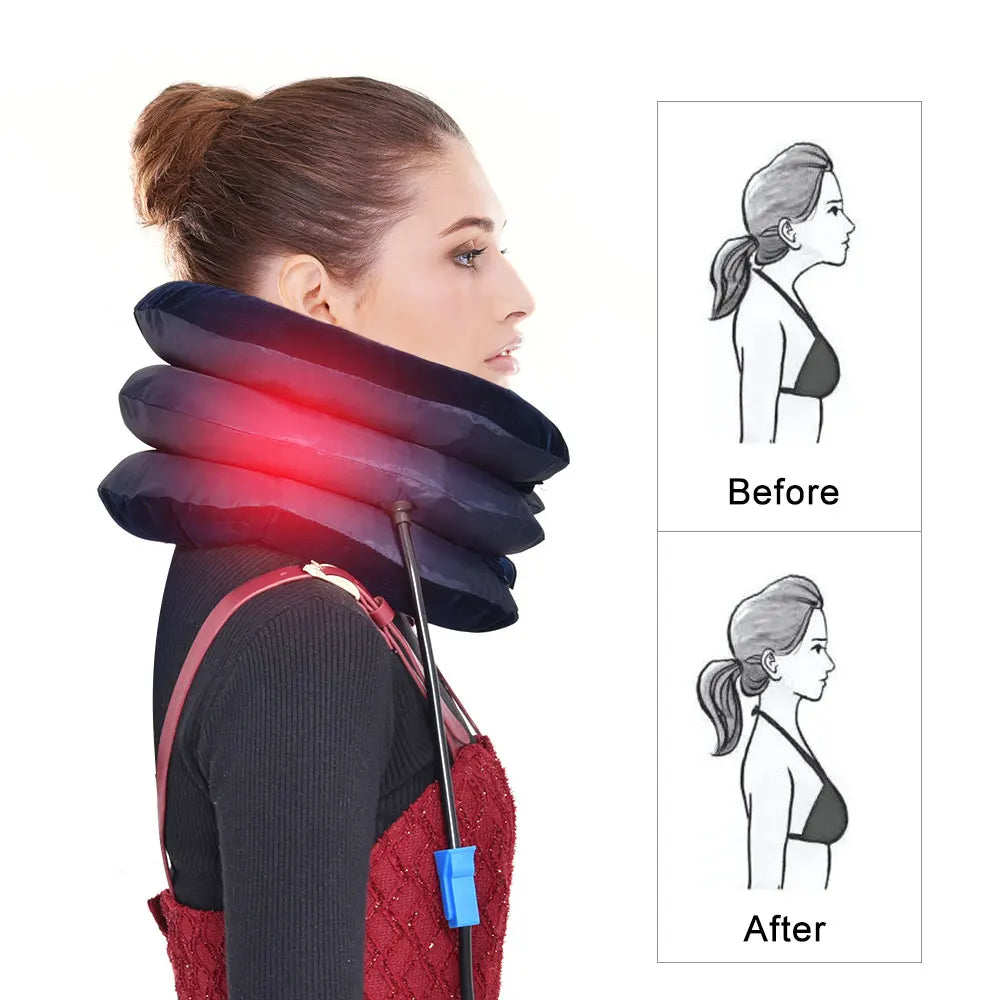 Dropshipping Inflatable Cervical Retractor Neck Massager Air Cervical Traction Neck Stretching Brace Soft Neck Cervical
