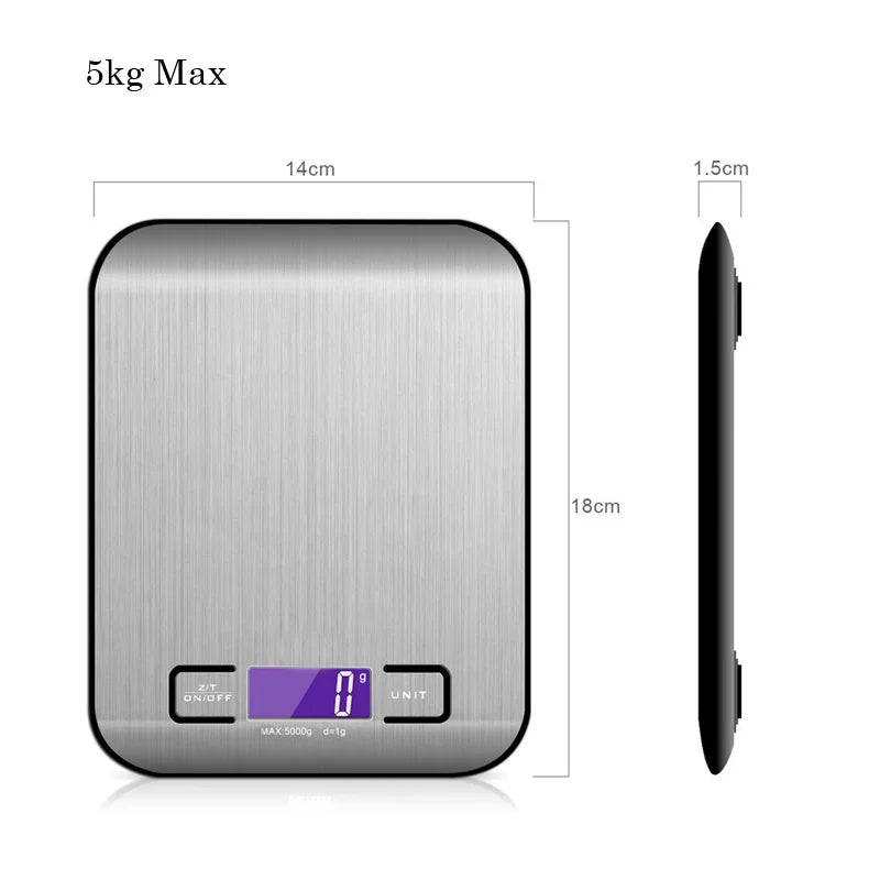 Electronic Digital Scales 5kg 10kg 1g Weights Scale Stainless Steel Food Balance Measure Tools LED Display Kitchen Scale