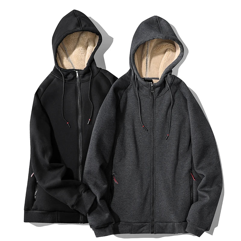 Winter Thicken Hooded cotton winter new plus cashmere men's casual lamb cashmere plus size Hoodie Plush coat L-8XL streetwear