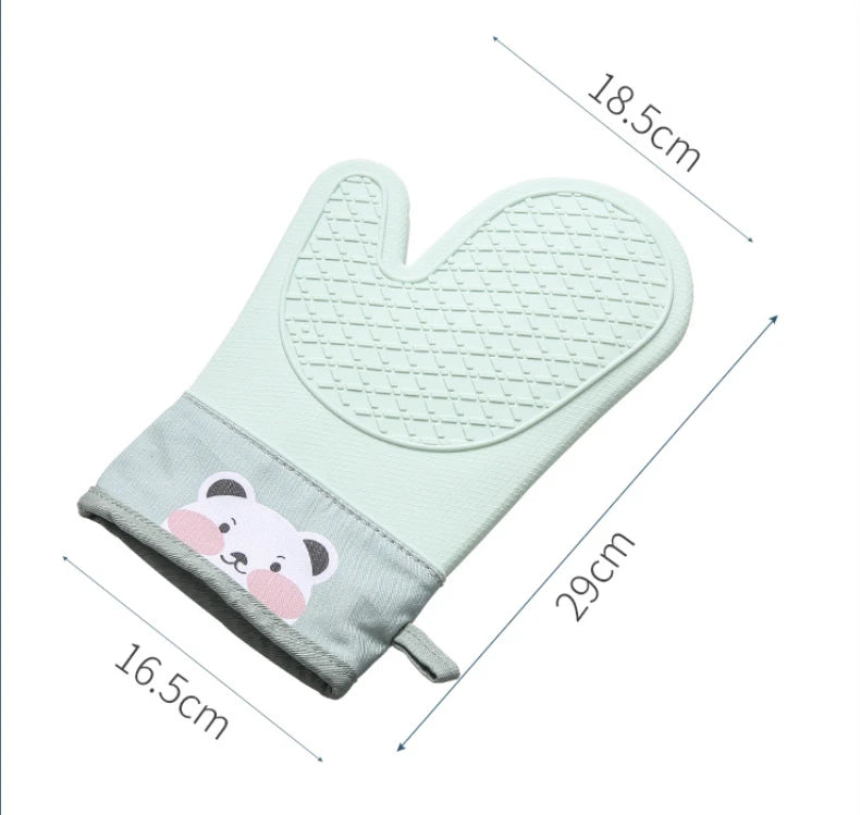 1pc Oven Silicone Gloves Anti-scald Gloves Cute Oven Mitt Heat Resistant Gloves Microwave Oven Baking Tools Kitchen Bakeware