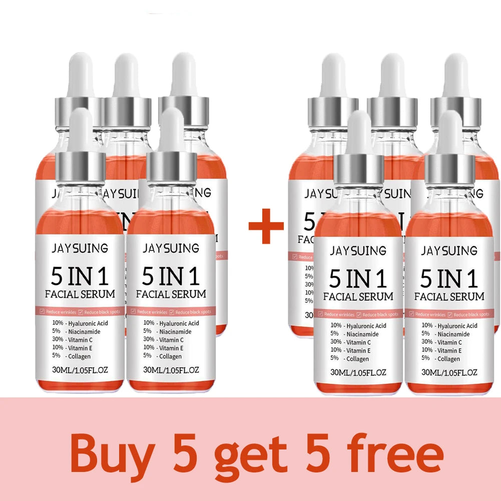 5 In 1 Face Serum Moisturizing V C Hyaluronic Acid Facial Serum Shrink Pores Skin Care 1/3/5/10pcs