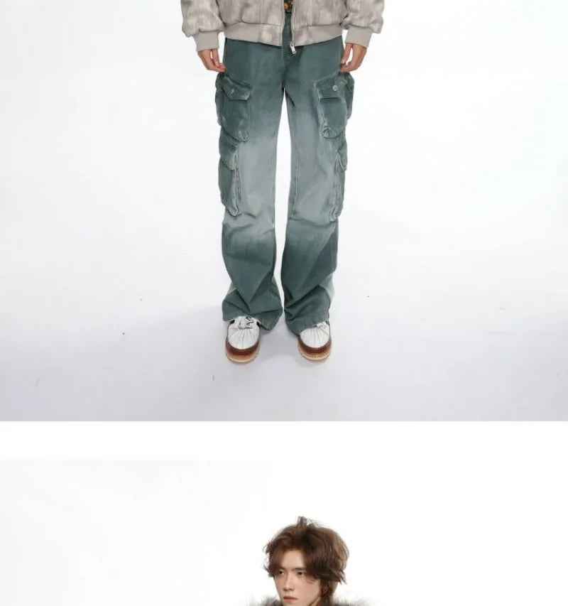 Y2K American New Fashion Solid Color Plus Velvet Padded Cotton-padded Jacket Coat Men Harajuku Hip-hop Popular Casual Couples