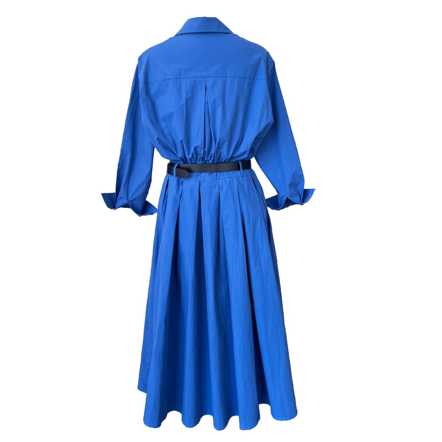 Polo‘s Collar Shirt Dress Women Spring Slimming Long Dress With A Cinched Waist Blue / Pink