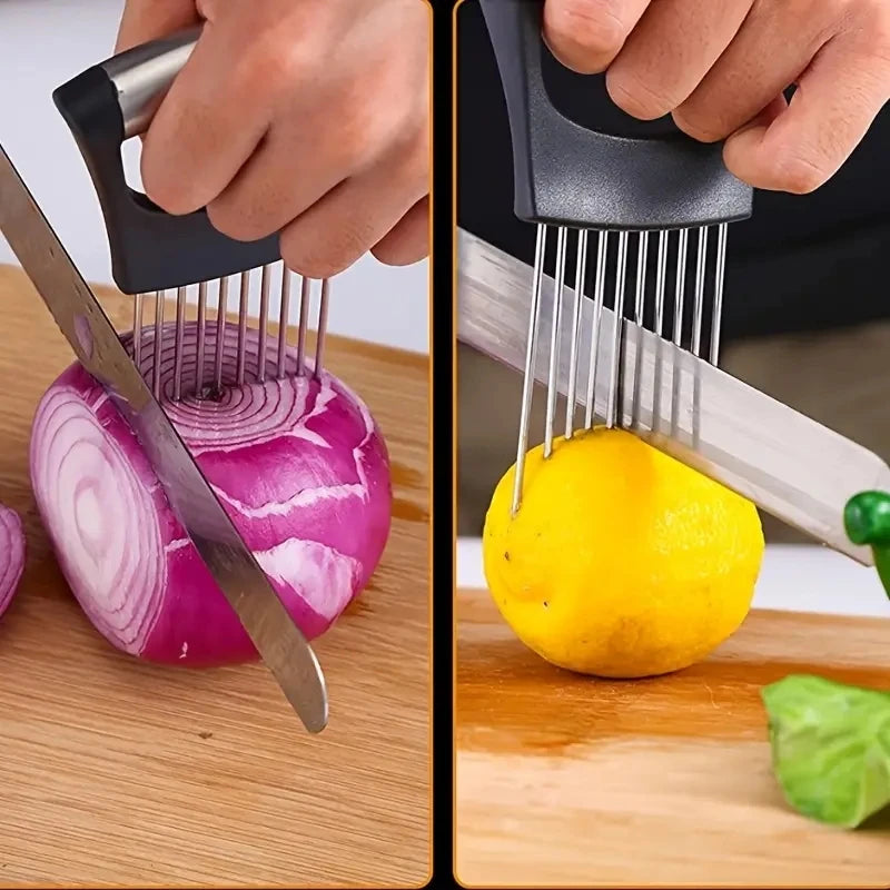 1 Stainless Steel Onion Fork, Kitchen Fruit and Vegetable Slicing Tool, Onion Fork, Meat Floss Needle