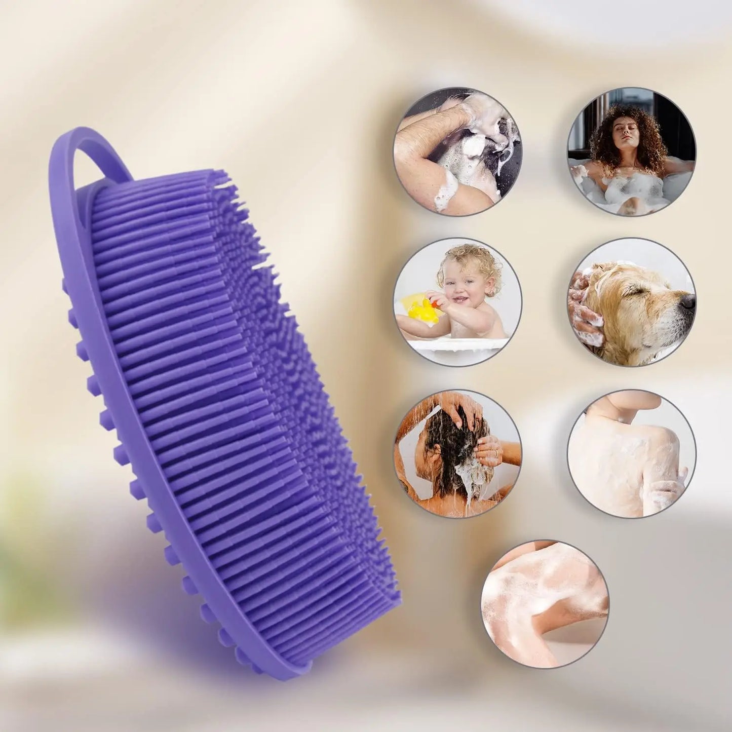 2 in 1 Soft Silicone Body Brush Wash Bath Shower Exfoliating Skin Fit For Baby Bath Shampoo Facial Massage Brush