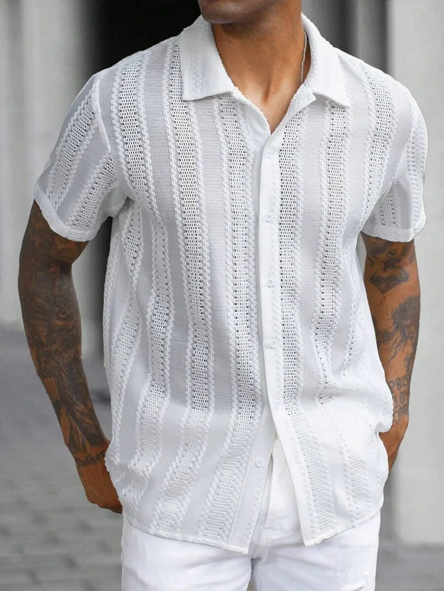 Spring Summer Men's Sexy Short-sleeved Shirt, Outdoor Leisure Beach Men's Top Shirt, Party Casual Shirt Shirts for Men