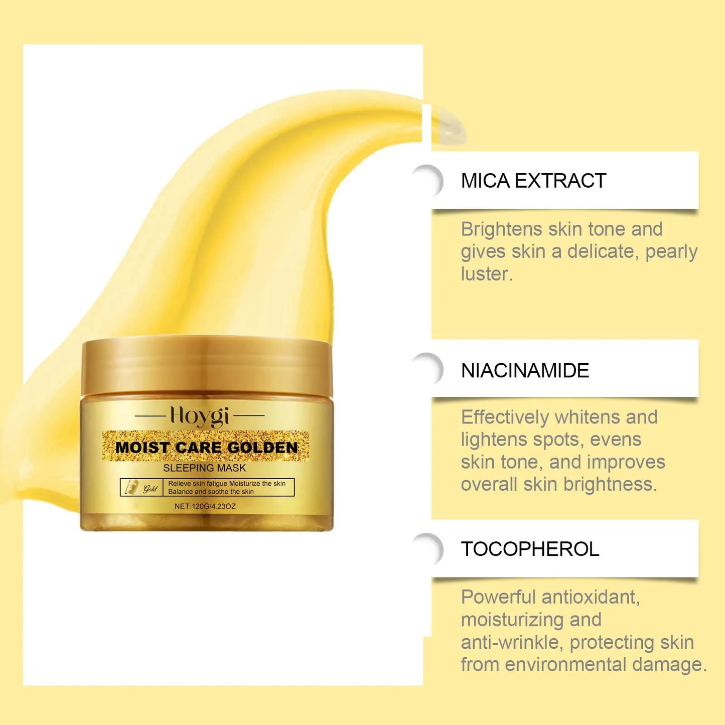 Gold Sleeping Masks Moisturizing Shrinkage Pore Lift Firm Fade Fine Lines Niacinamide Brightening Facial Skin Facial Masks