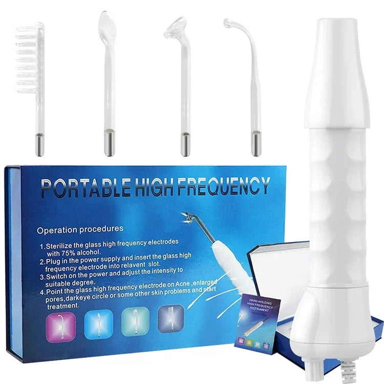 4 In 1 Handheld Electric For Face Skin Beauty Tools Portable High Frequency Facial Therapy Wand Acne Treatment Machine Neon Wand