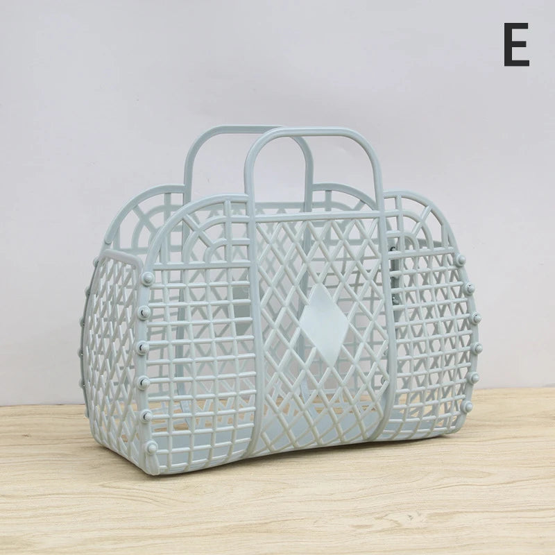 Kitchen Storage Basket Hollow Portable Shower Bath Baskets Desktop Fruit Hanging Child Toys Snack Plastic Organizer