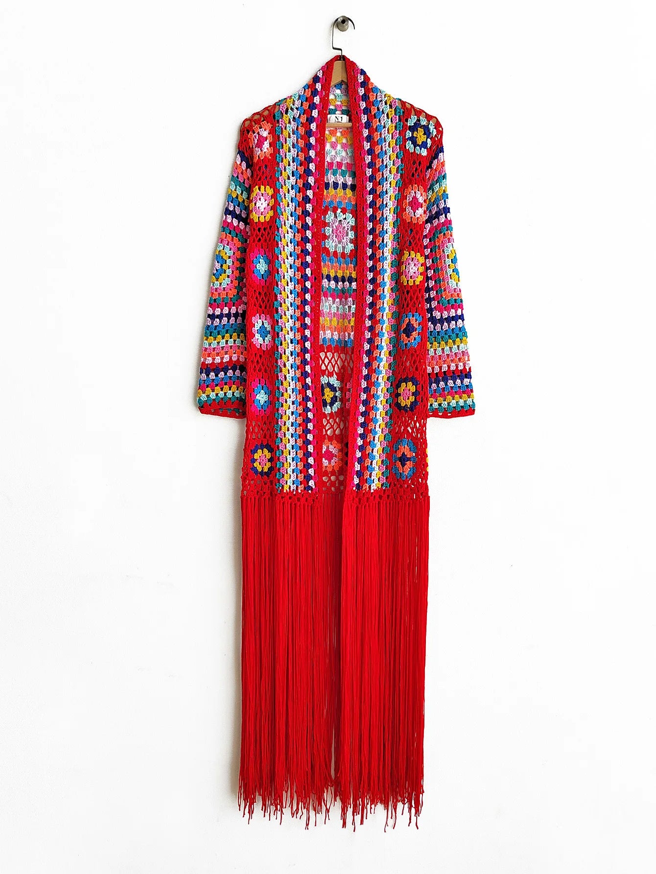 Crochet Knitted Women Cardigan Cover Ups Tassel Plaid Long Coat Bohemian 2023 Summer Beach Bikini Covers Sexy Hook Vestidos