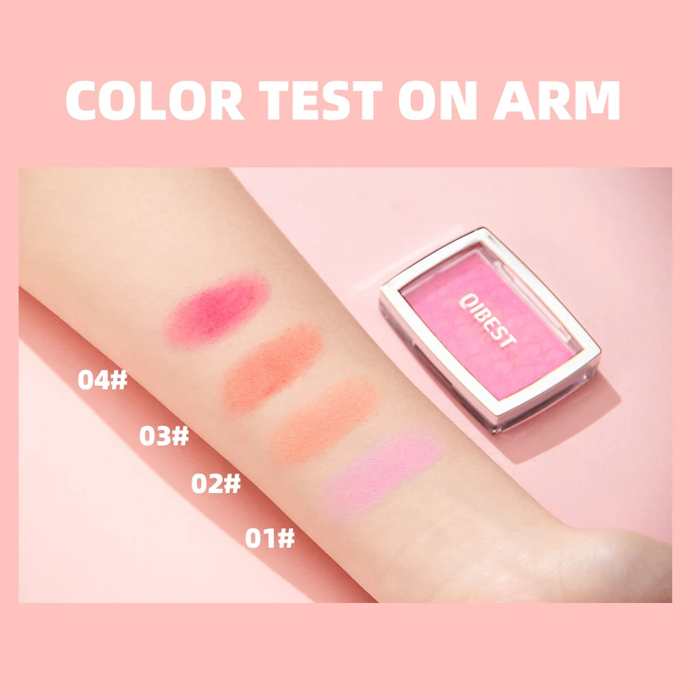 QIBEST Natural Cream Blush Palette Makeup Long-Lasting High Pigment Face Blusher Powder Facial Cheek Tint Rouge Women Cosmetics