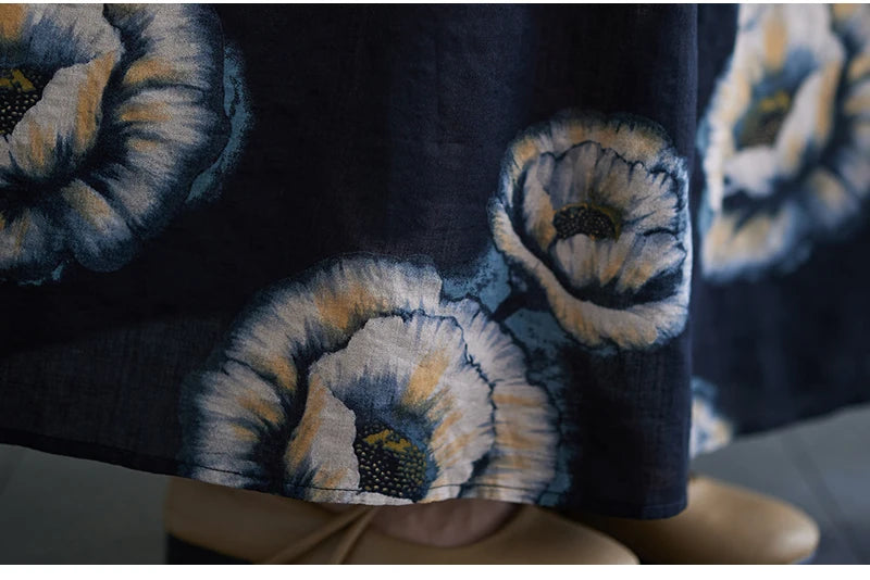 Oversized Summer Bohemian Style Long Dress Women Ruffle Pleated Fashion Flower Print Ladies Dresses Loose Casual Woman Dress