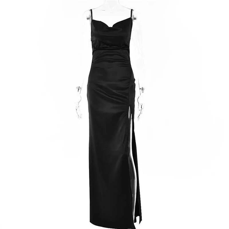 BIG PROMOTION Y2K Retro European and American New Sexy Strap Open Back High Split Long Dress Evening Dress Celebrity Dress