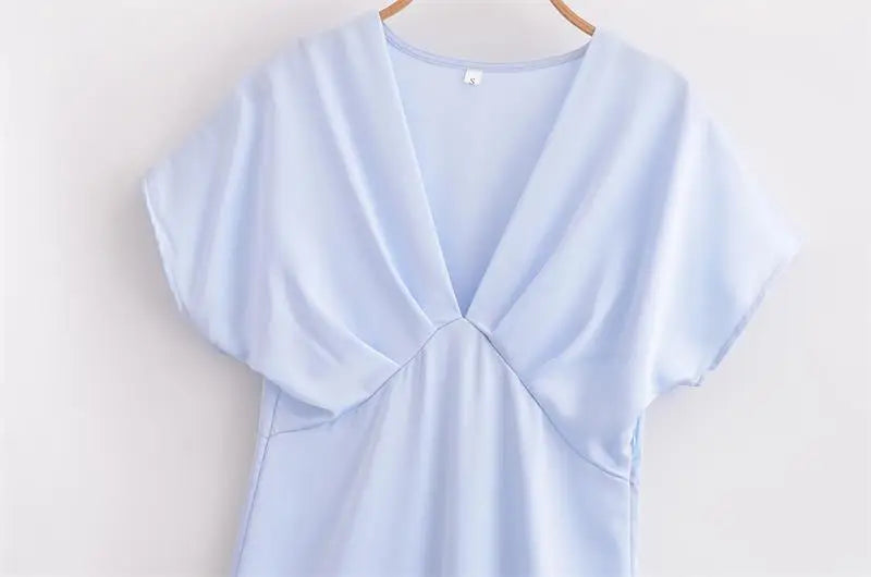 Women's 2025 New Dresses Summer Elegant Fashion Slim V-neck Street Holiday Long Dress Young Women Chic Comfortable Dress