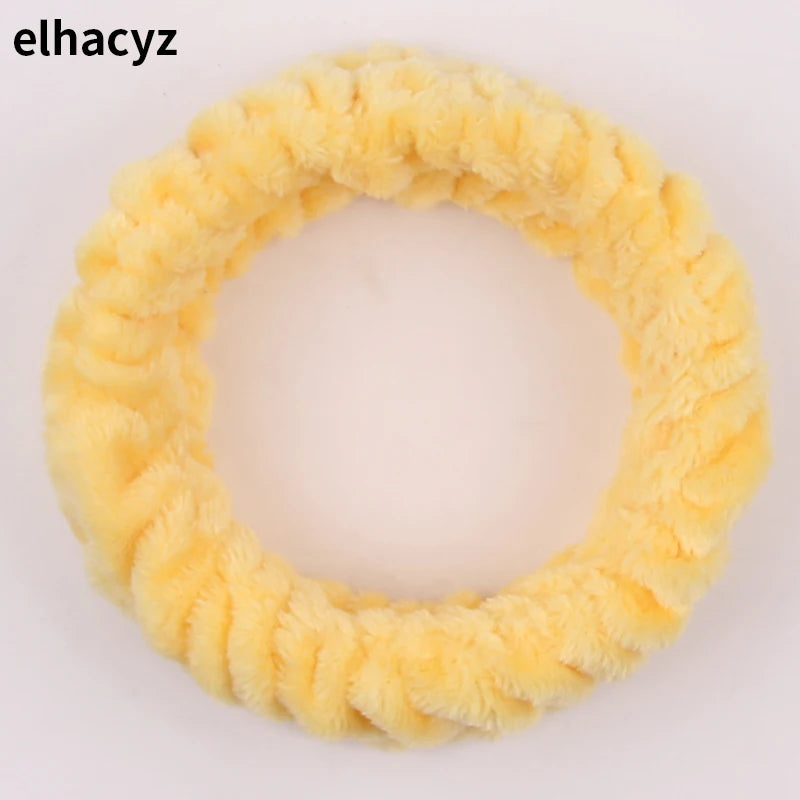Chic Solid Coral Fleece Soft Elastic Spa Facial Hairband Girls Wash Face Head Wear Makeup Headband 2023 Women Hair Accessories