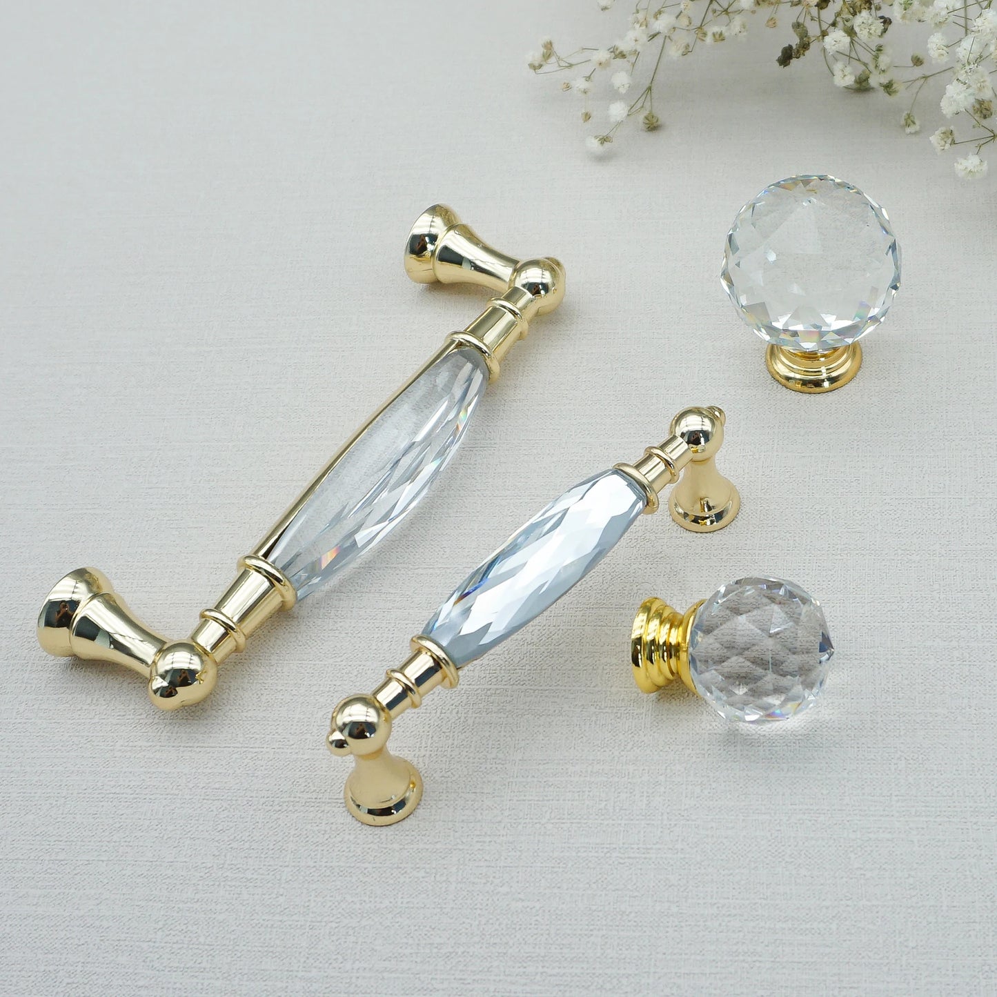 Gold Chrome Cabinet Handles Drawer Single Hole Knobs Luxury Wardrobe Dresser Pulls Modern Kitchen Accessories Furniture Hardware