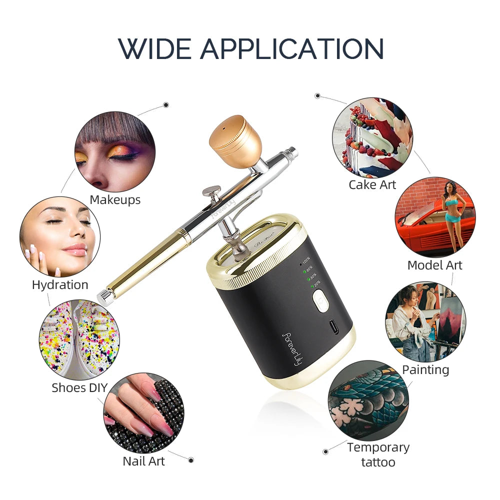30Psi High Pressure 3 Levels Portable Airbrush For Nails Art Paint Facial Makeup Cake Pastry Painting Hair Dyeing Nano Spray Gun
