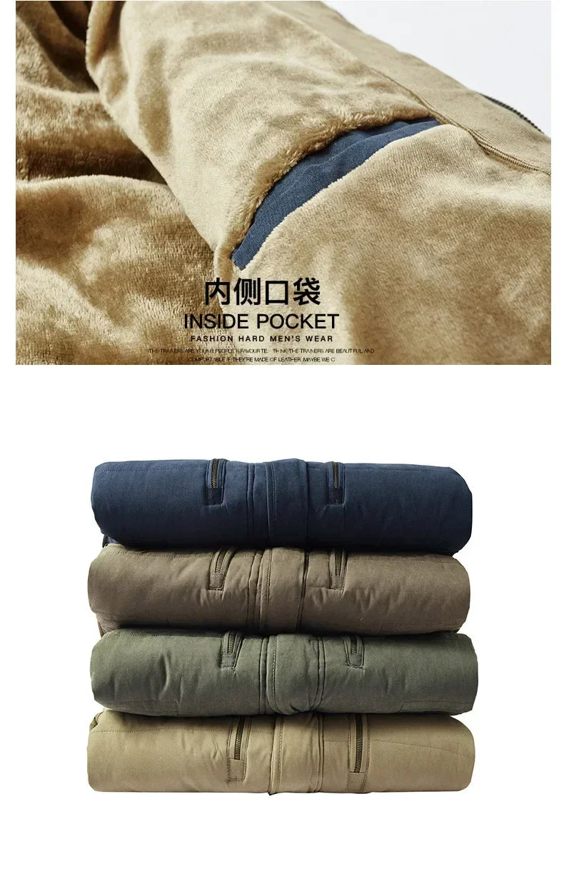 Thick Warm Coat Long Thick Fleece Hooded Waterproof Parkas Jacket Coat Winter New Men Outwear Fashion Pockets Parka Jackets mens