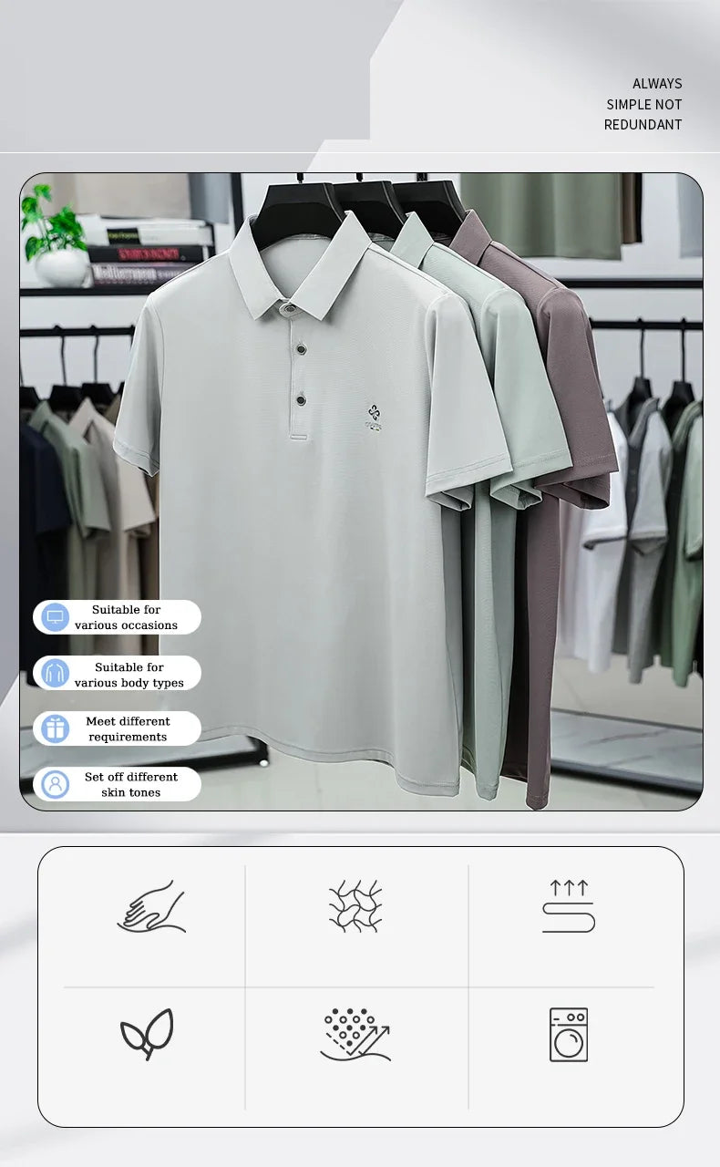 BROWON 2025 Summer Smart Casual Man Polo Shirts Short Sleeve Turn Down Collar Men Polo T Shirt Luxury Brand Clothes