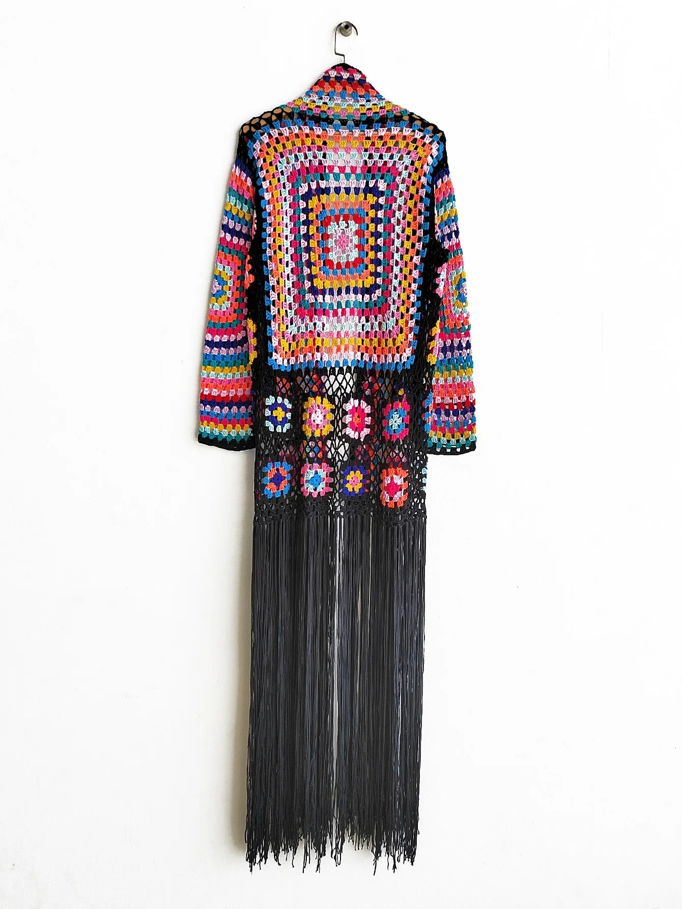 Crochet Knitted Women Cardigan Cover Ups Tassel Plaid Long Coat Bohemian 2023 Summer Beach Bikini Covers Sexy Hook Vestidos